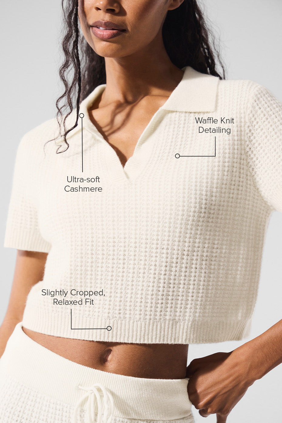 Cashmere Plush Waffle Polo Tee