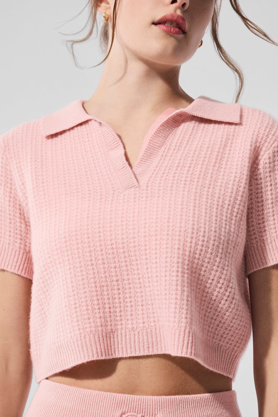 Cashmere Plush Waffle Polo Tee