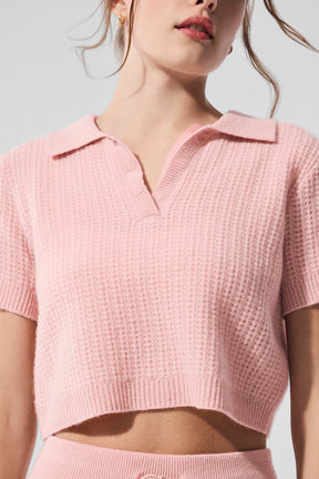 Cashmere Plush Waffle Polo Tee