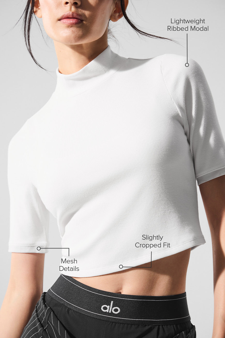 Ribbed Mesh Secret Short Sleeve