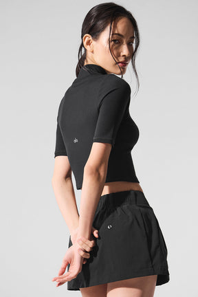 Ribbed Mesh Secret Short Sleeve