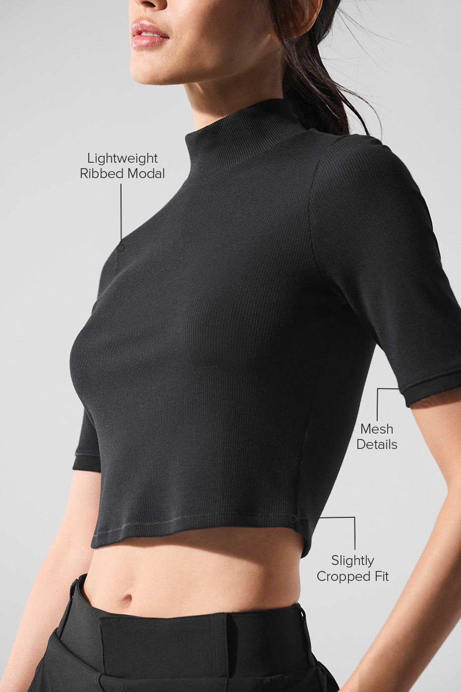 Ribbed Mesh Secret Short Sleeve