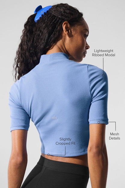 Ribbed Mesh Secret Short Sleeve
