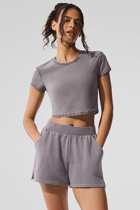 Washed Alosoft Crop Finesse Short Sleeve