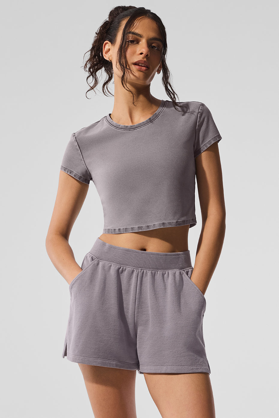 Washed Alosoft Crop Finesse Short Sleeve