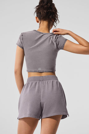 Washed Alosoft Crop Finesse Short Sleeve