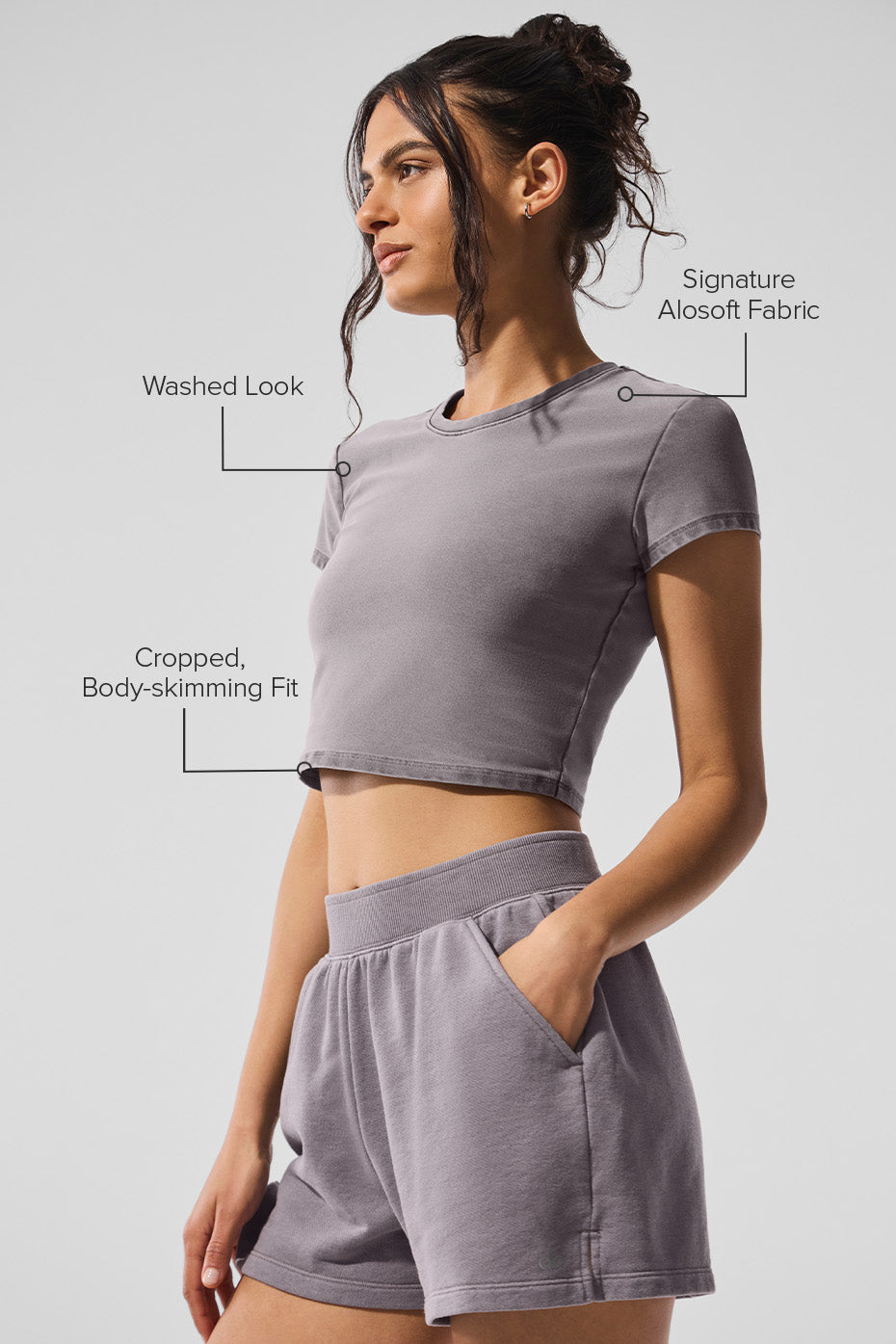 Washed Alosoft Crop Finesse Short Sleeve