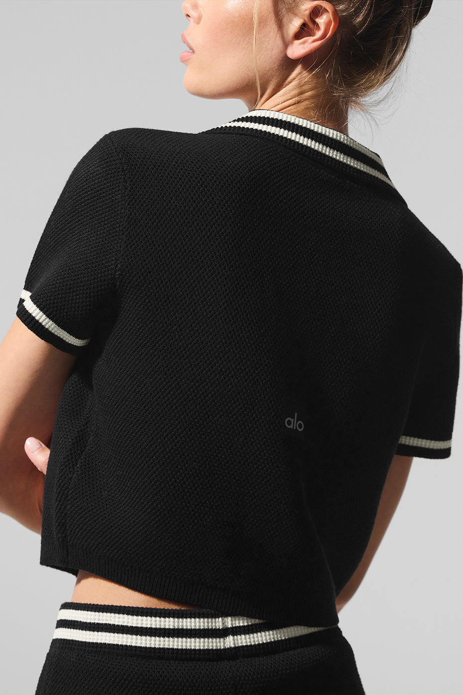 Tennis Club Sweater Knit Cropped Polo