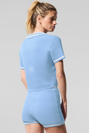 Tennis Club Sweater Knit Cropped Polo