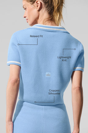 Tennis Club Sweater Knit Cropped Polo