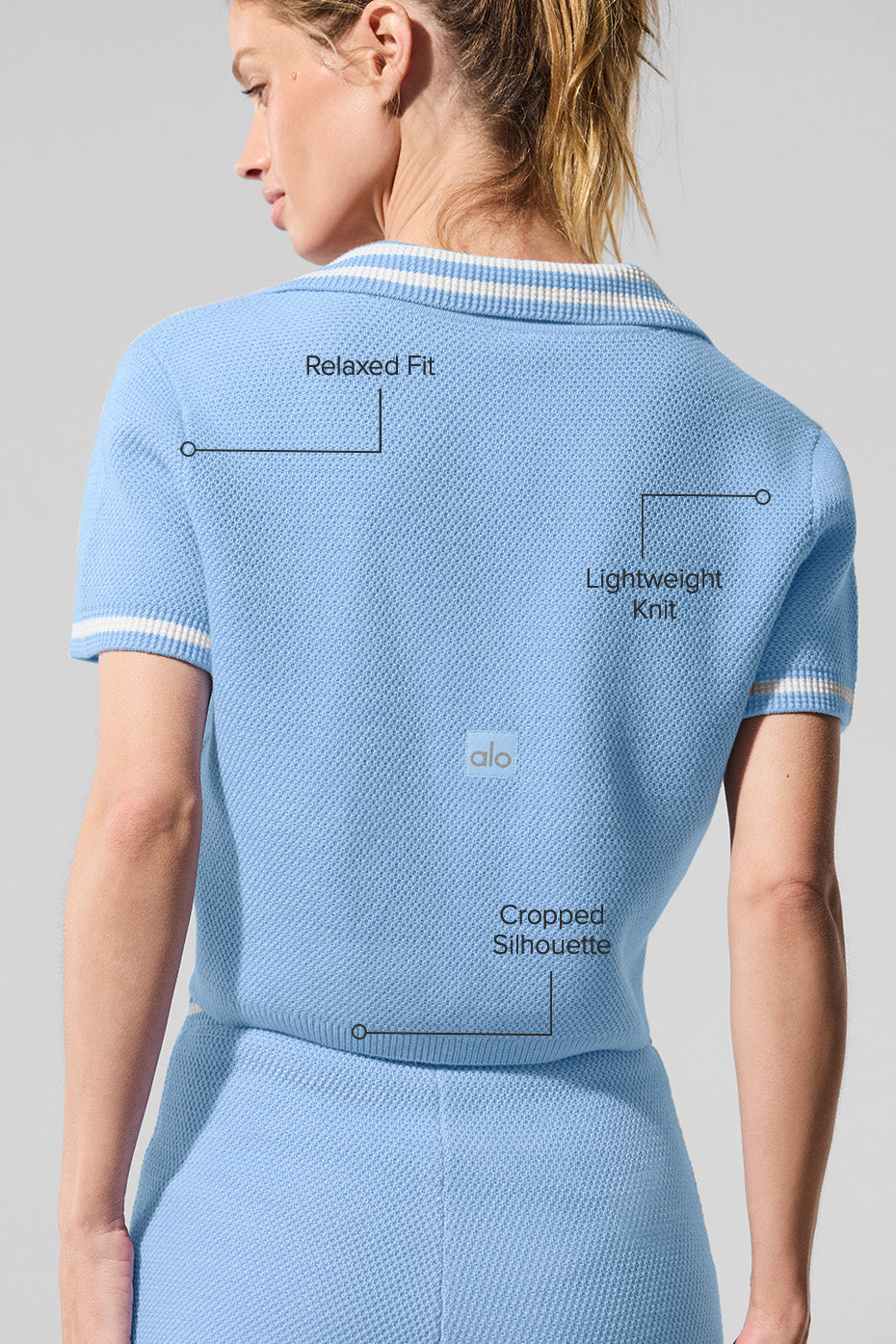 Tennis Club Sweater Knit Cropped Polo