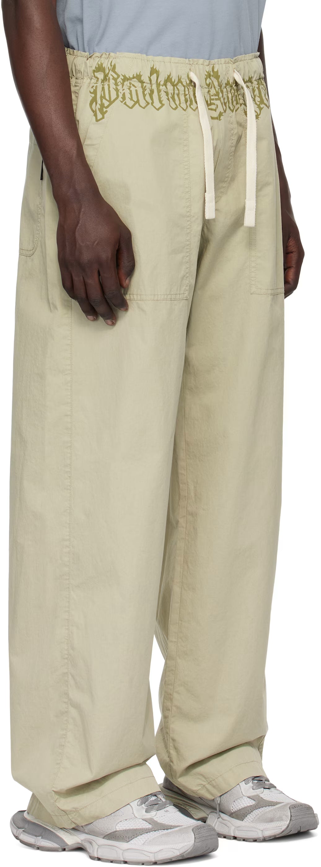 Khaki Waist Logo Loose Cargo Pants