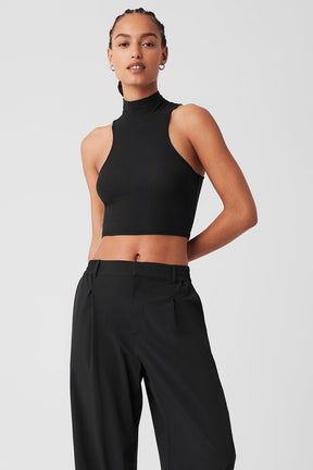 Ribbed Sea Coast Cropped Turtleneck Tank