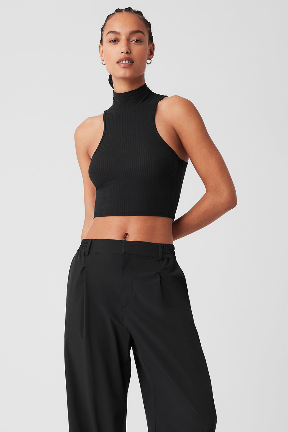 Ribbed Sea Coast Cropped Turtleneck Tank