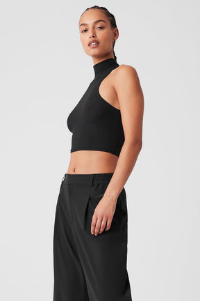 Ribbed Sea Coast Cropped Turtleneck Tank