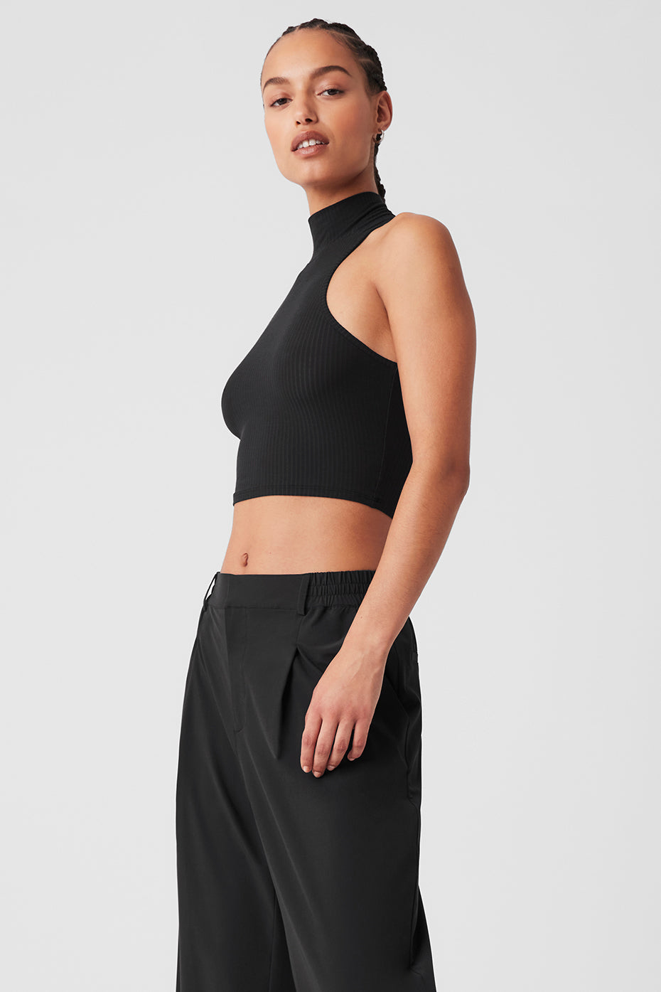 Ribbed Sea Coast Cropped Turtleneck Tank