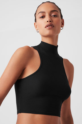 Ribbed Sea Coast Cropped Turtleneck Tank