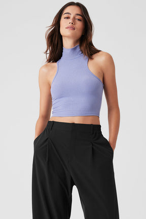 Ribbed Sea Coast Cropped Turtleneck Tank