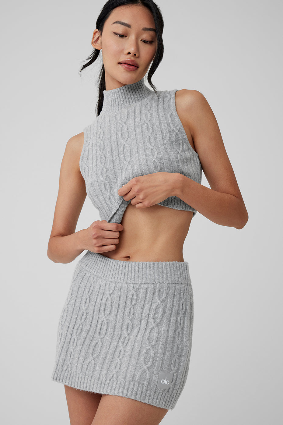Cable Knit Winter Bliss Mock Neck Tank