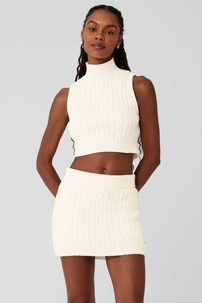 Cable Knit Winter Bliss Mock Neck Tank