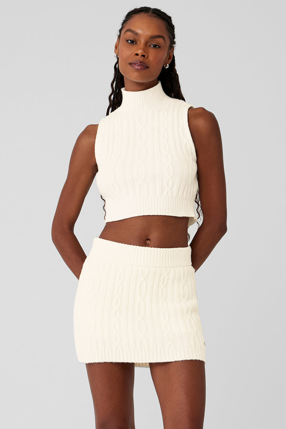Cable Knit Winter Bliss Mock Neck Tank