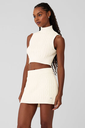 Cable Knit Winter Bliss Mock Neck Tank