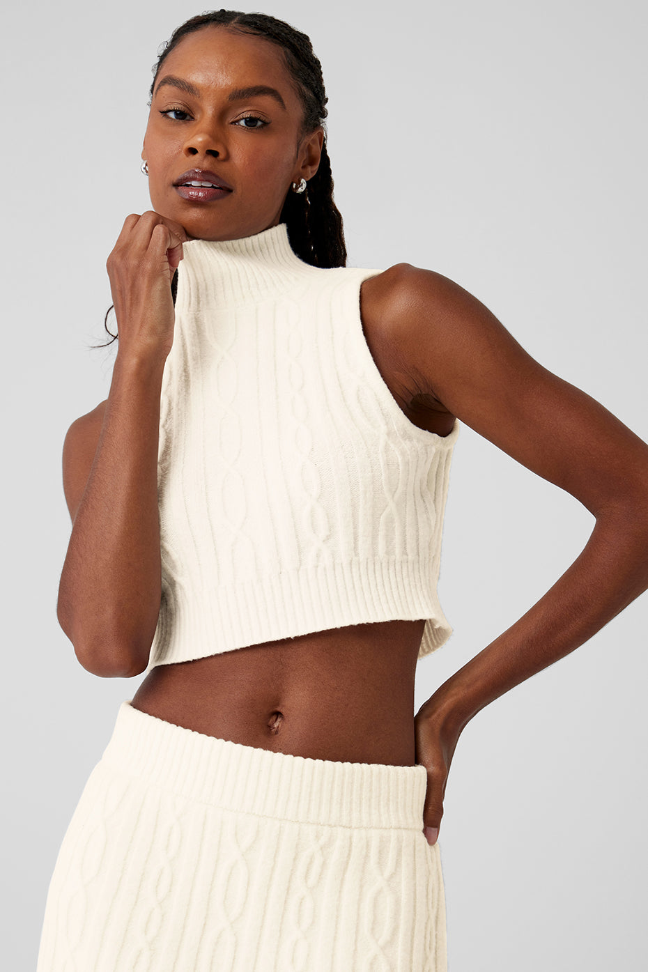 Cable Knit Winter Bliss Mock Neck Tank