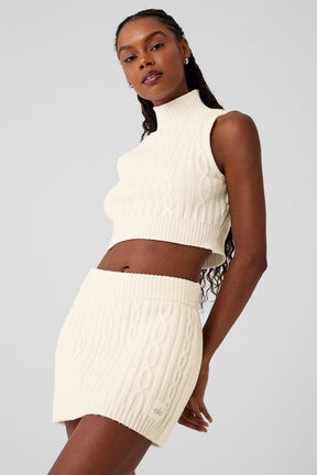 Cable Knit Winter Bliss Mock Neck Tank