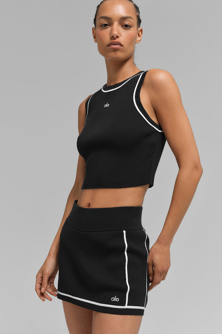 Ribbed Sweater Knit Highline Cropped Tank