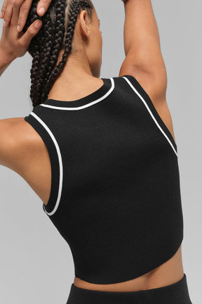 Ribbed Sweater Knit Highline Cropped Tank