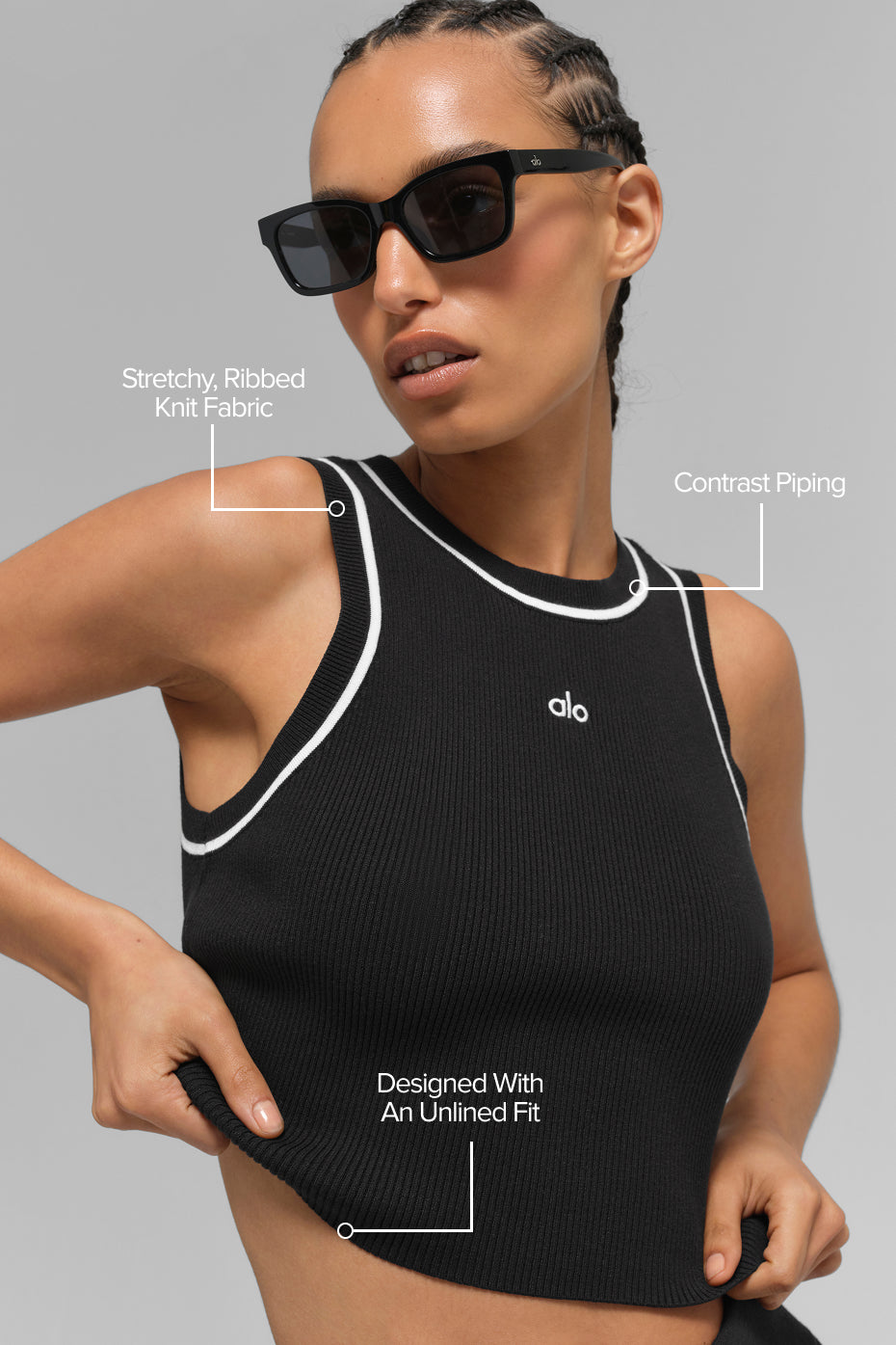 Ribbed Sweater Knit Highline Cropped Tank