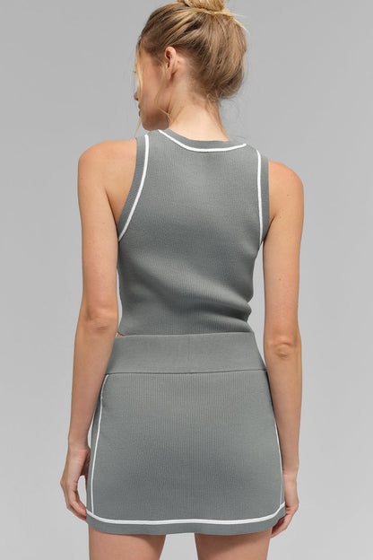Ribbed Sweater Knit Highline Cropped Tank