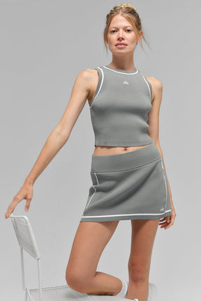 Ribbed Sweater Knit Highline Cropped Tank