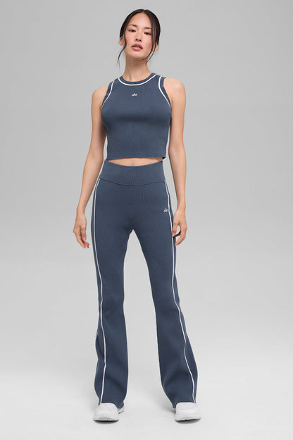 Ribbed Sweater Knit Highline Cropped Tank