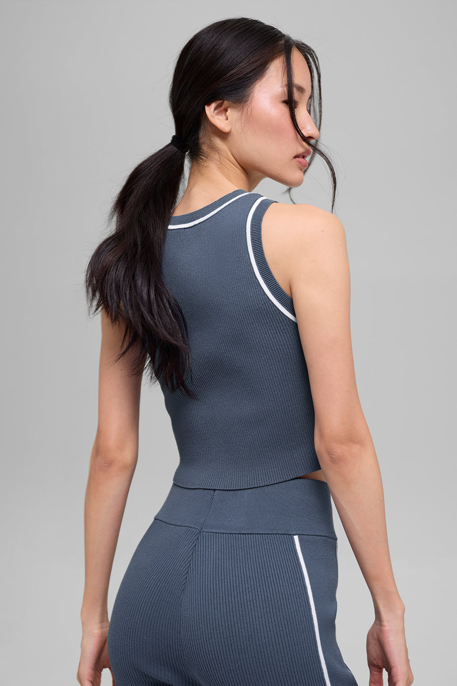 Ribbed Sweater Knit Highline Cropped Tank