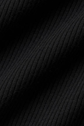 Close-up of black ribbed fabric, showcasing soft texture ideal for the Ribbed Prosper Tank top.
