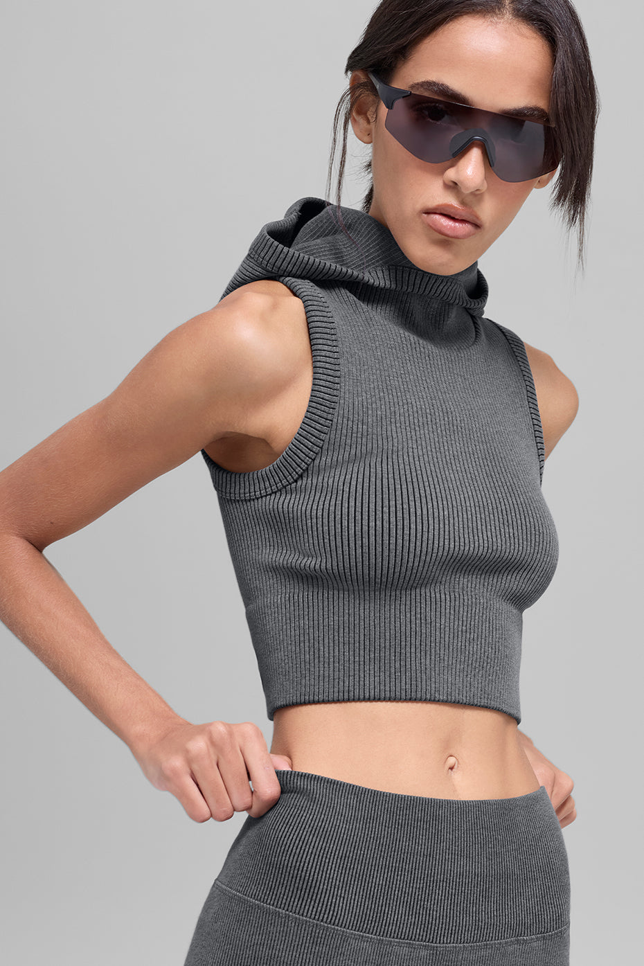 Seamless Two Tone Rib Hooded Vest