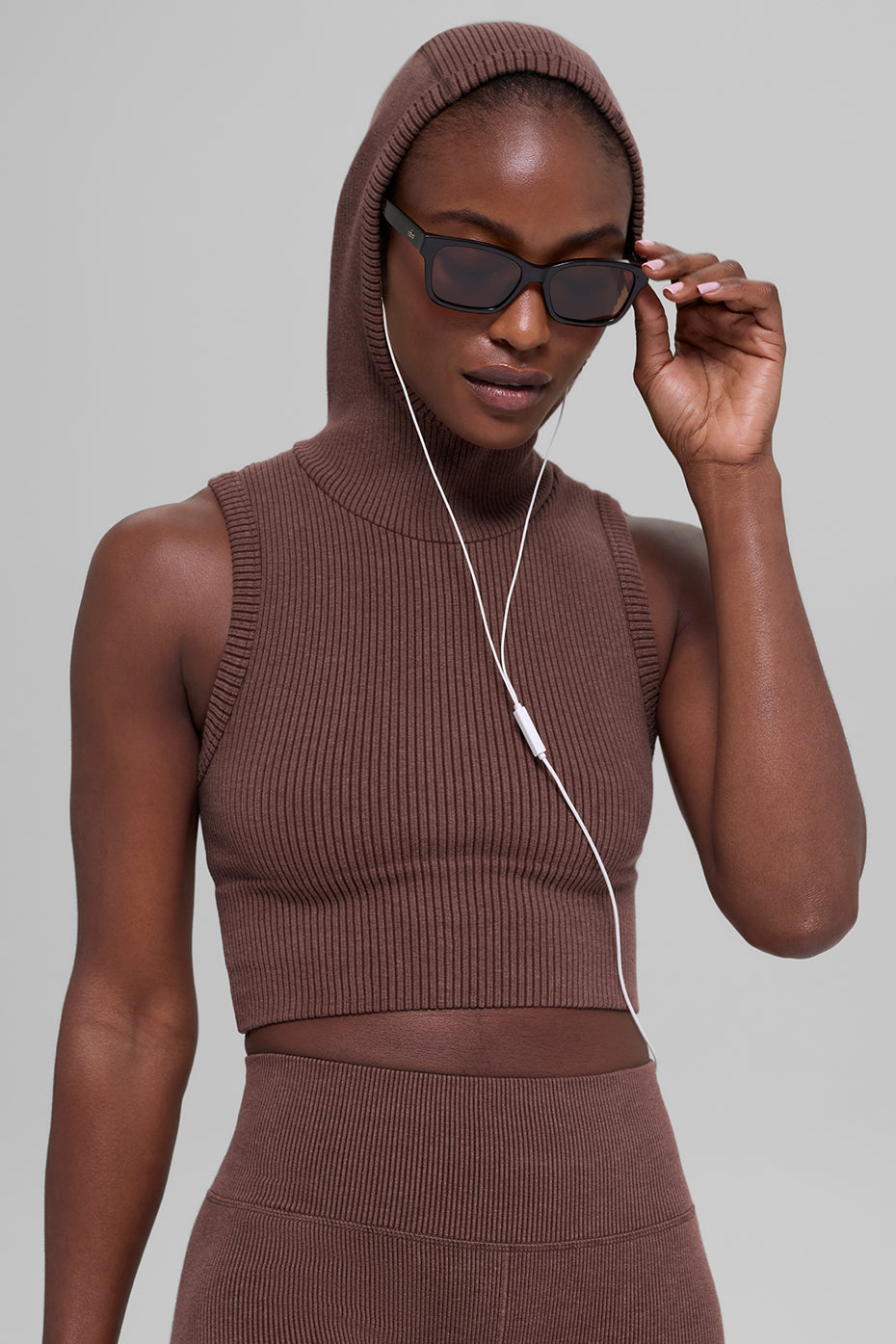Seamless Two Tone Rib Hooded Vest