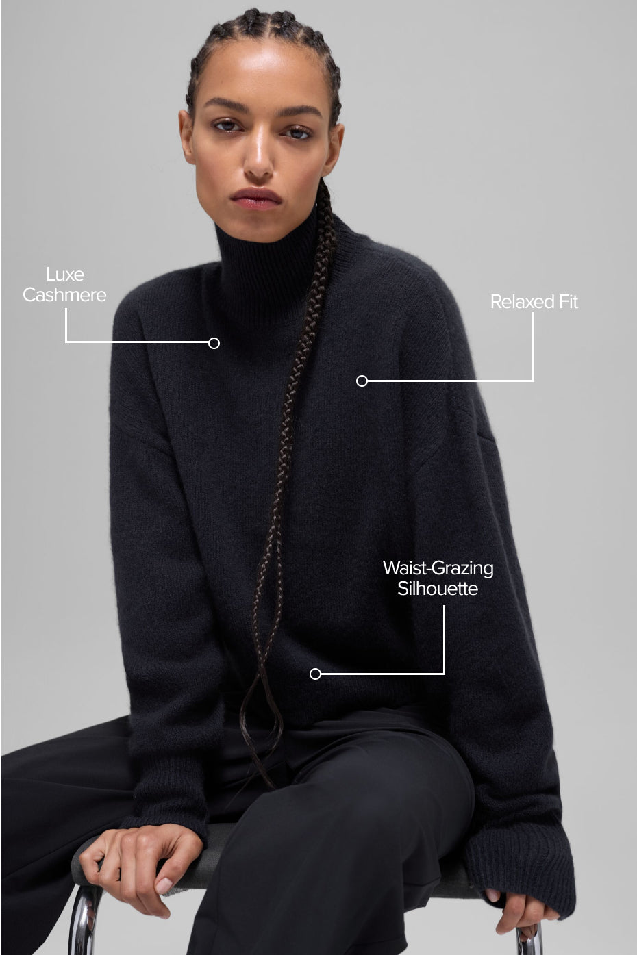 Wool Cashmere Cropped New Class Turtleneck Sweater