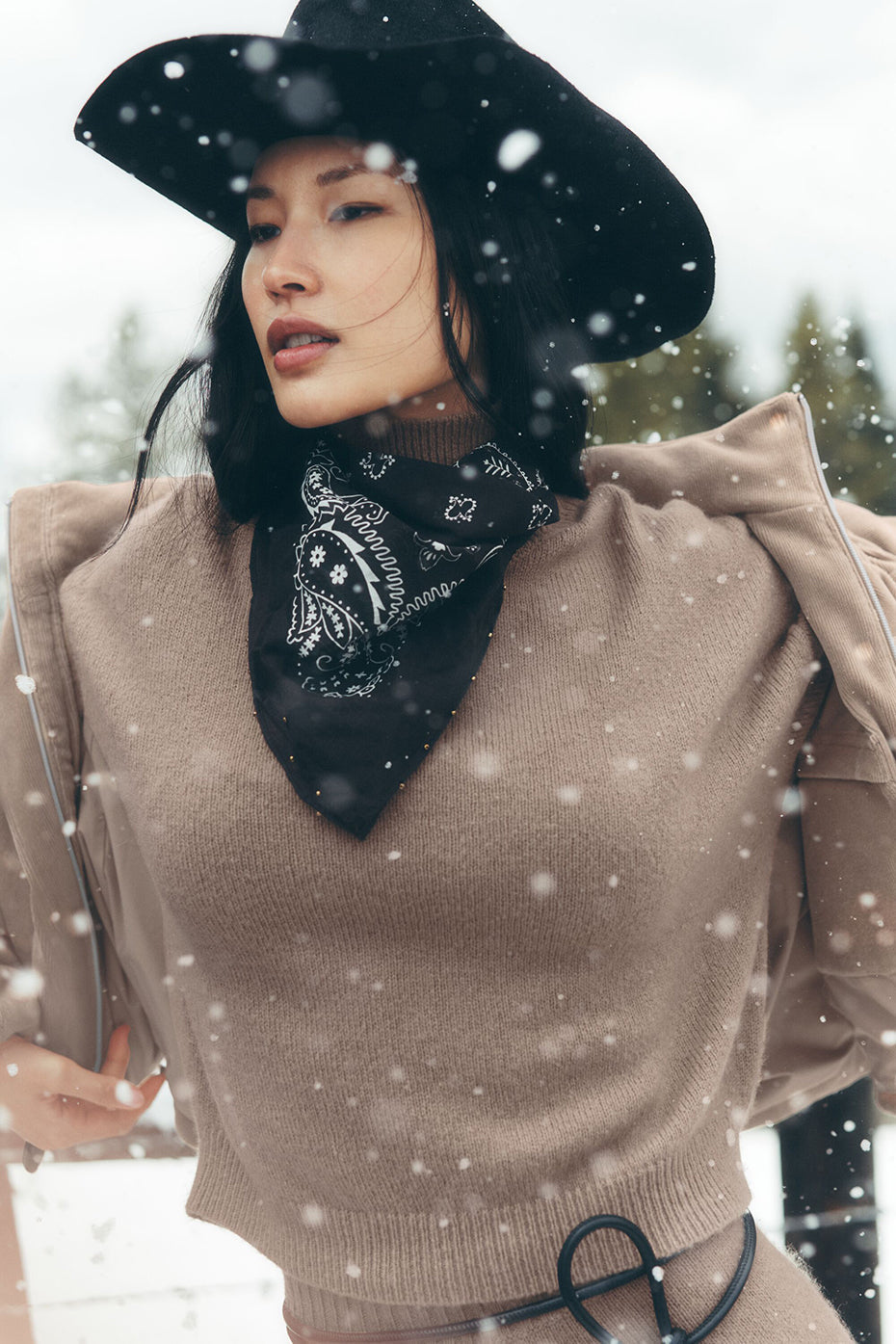 Wool Cashmere Cropped New Class Turtleneck Sweater