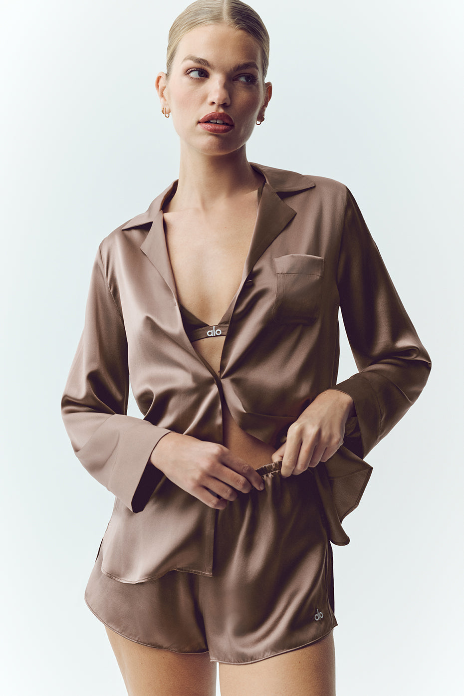 Silk Luminous Button Up