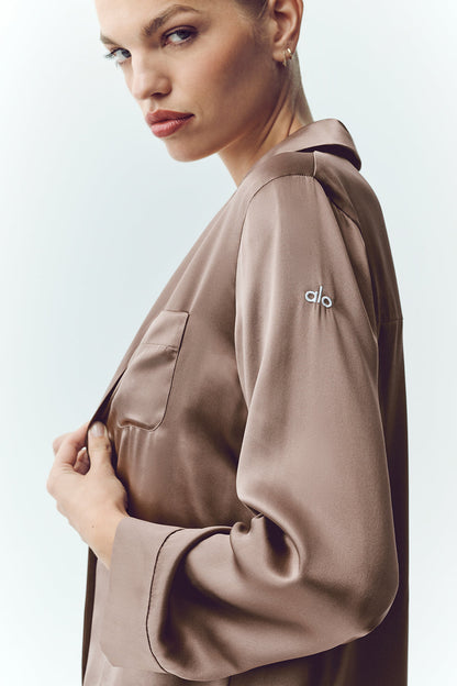 Silk Luminous Button Up