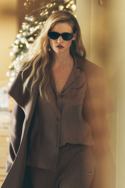 Silk Luminous Button Up