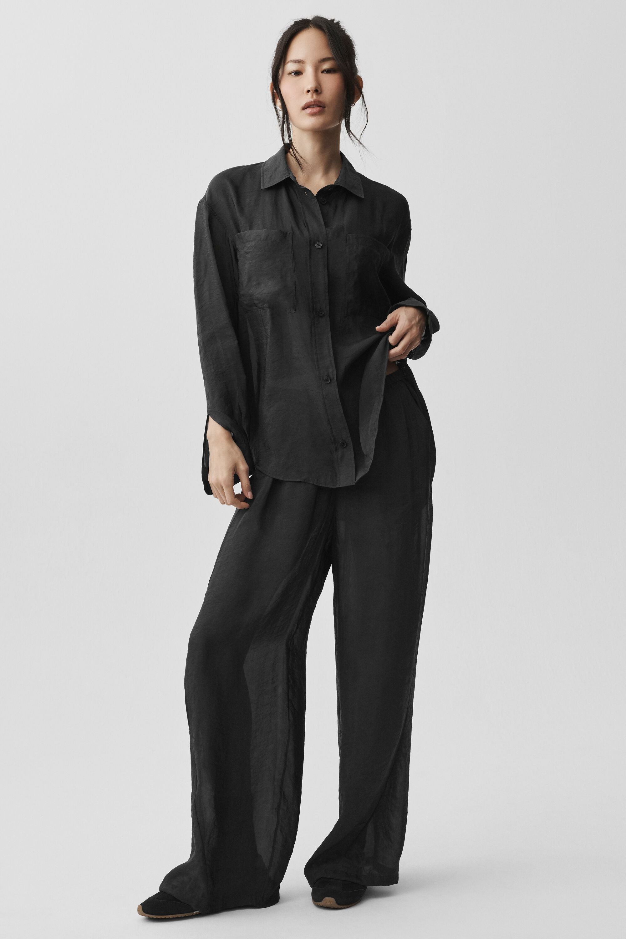Semi-Sheer Golden Hour Button Down Long Sleeve