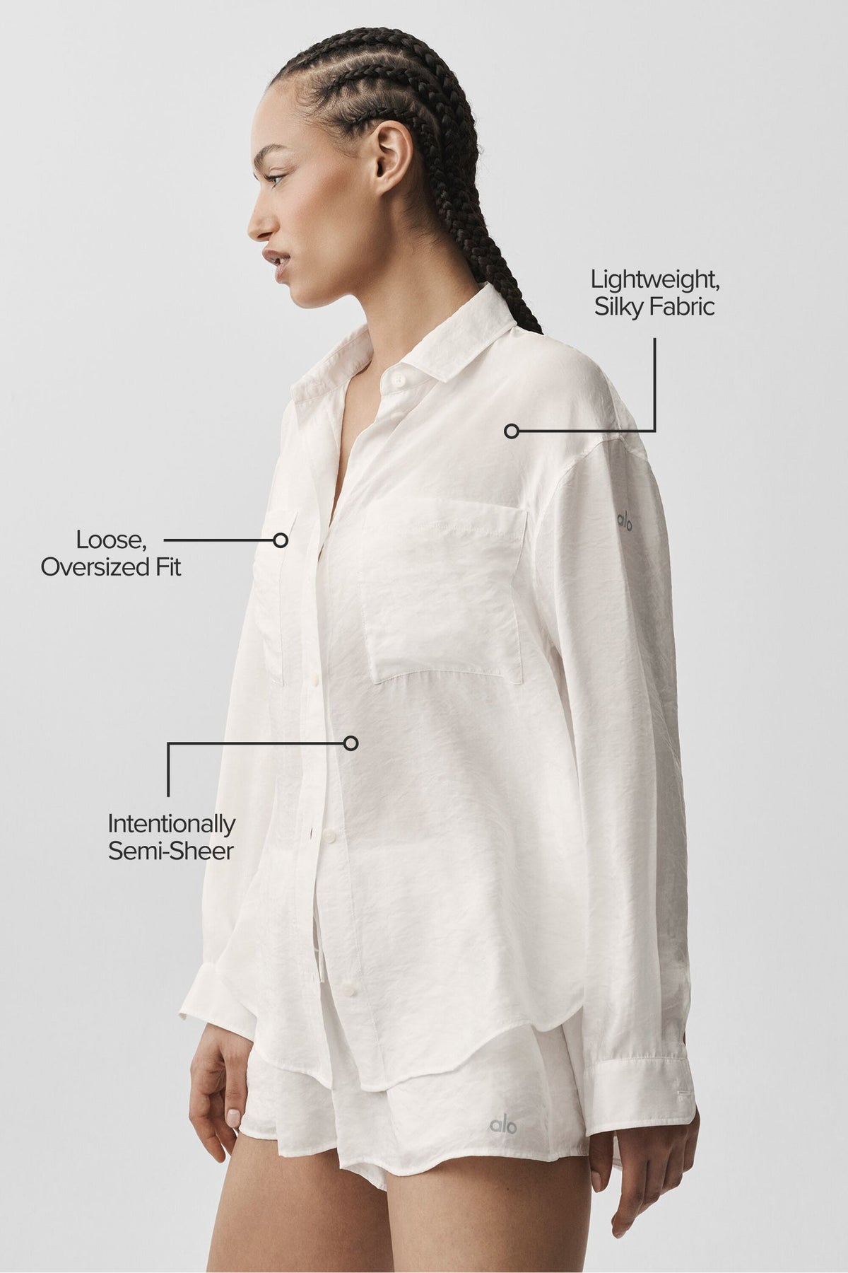 Semi-Sheer Golden Hour Button Down Long Sleeve