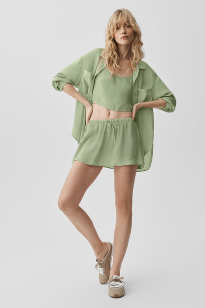 Semi-Sheer Golden Hour Button Down Long Sleeve