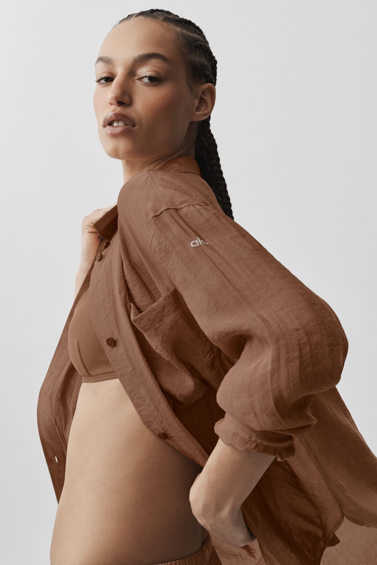 Semi-Sheer Golden Hour Button Down Long Sleeve