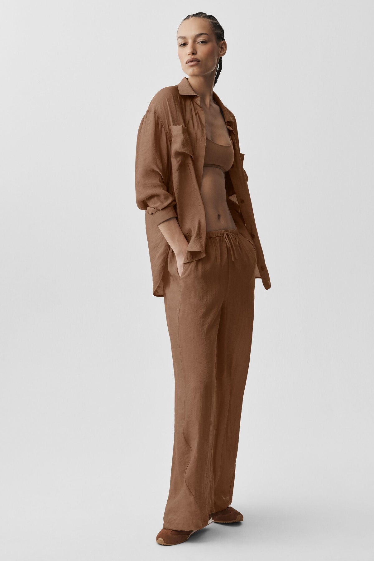 Semi-Sheer Golden Hour Button Down Long Sleeve