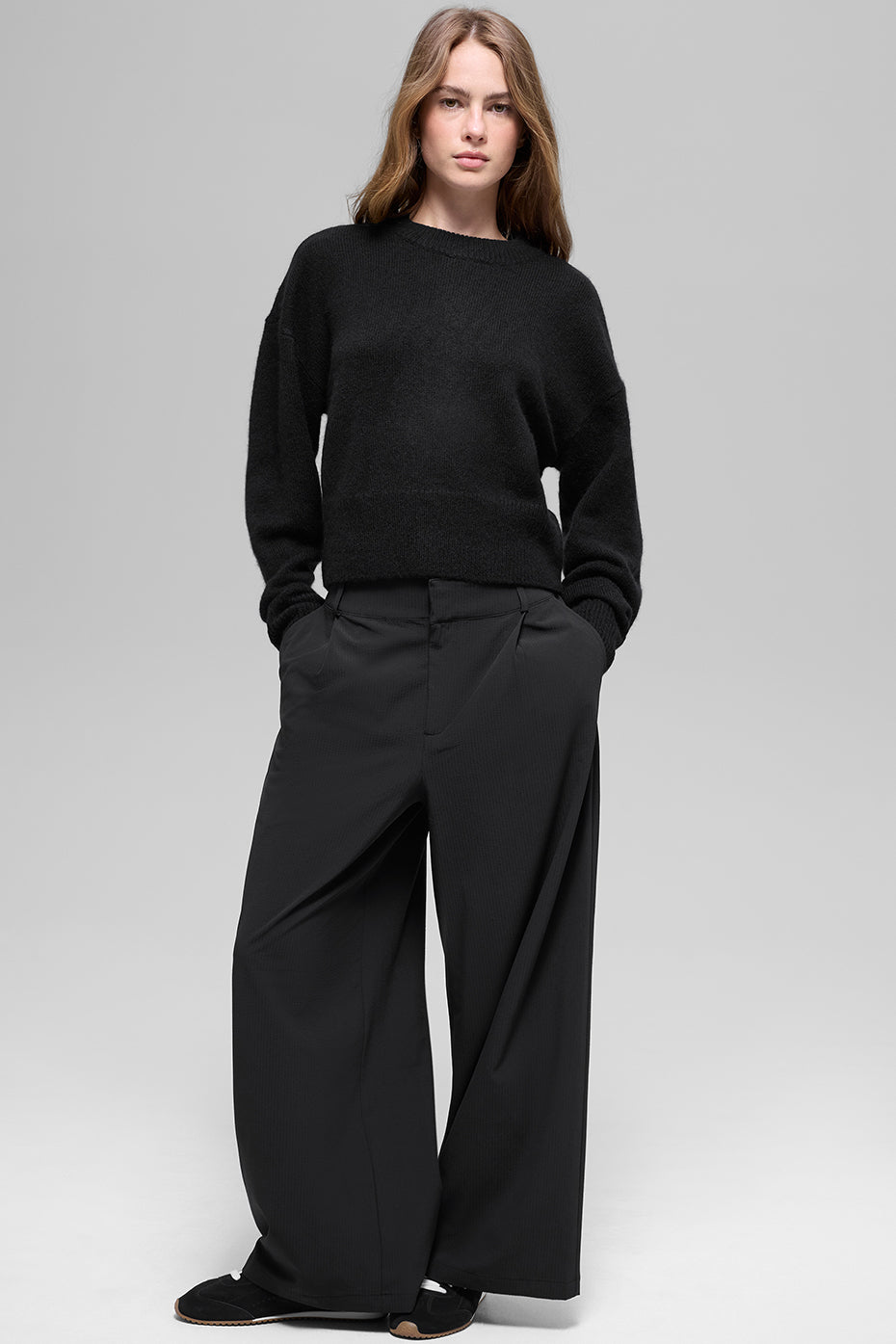 Wool Cashmere Cropped New Class Crewneck Sweater