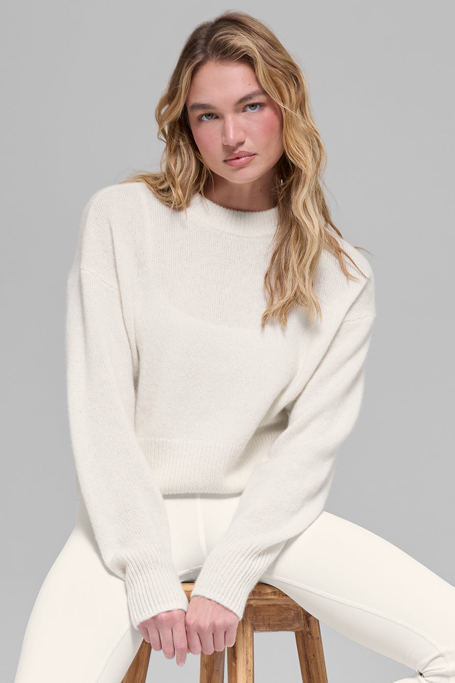 Wool Cashmere Cropped New Class Crewneck Sweater